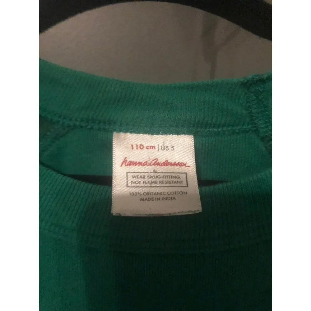 Hanna andersson size 110 5t dragon green pj top christmas